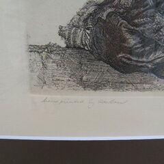 レンブラント 銅版画 椅子の手摺にもたれる自画像 レンブラントハウス美術館製 後摺品 取りに来ていただける方 受け渡し日時自由の画像