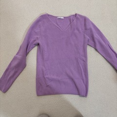 ELLE エル　ラベンダー Vネックニット ブラウス　38の画像