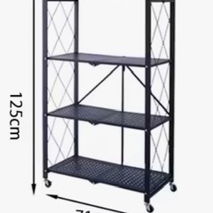 【ほぼ新品】4段折りたたみスチールラックキャスター付きの画像