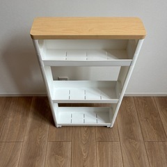 ニトリ　木天板スマートワゴン　幅12.5奥行45cmの画像