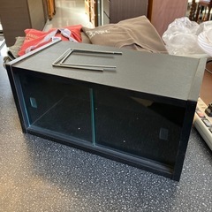 M2511-045 CDラック ディスプレイケース 木製 ガラス扉 収納棚 キズ汚れ有りの画像