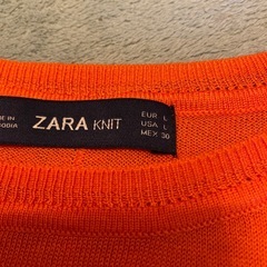 ZARA オレンジ 薄手ニット Lの画像