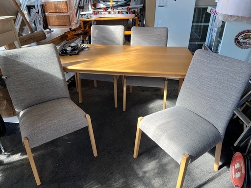 2023年6月購入 ニトリ ダイニングこたつ HA22 4人掛け W1500 ライトブラウン こたつチェア C-10K 4脚 セット売り 中古美品 ③