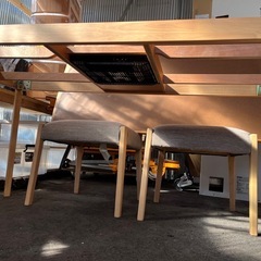 2023年6月購入 ニトリ ダイニングこたつ HA22 4人掛け W1500 ライトブラウン こたつチェア C-10K 4脚 セット売り 中古美品 ③の画像