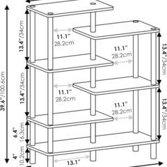 新品　フリノ(Furinno) アクセントディスプレイラック フレンチオーク/ブラック 6段の画像