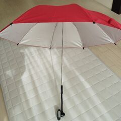 チェア用パラソル 赤  収納袋付き アウトドア 試合観戦日傘日除けレッドの画像