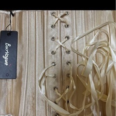 アイボリー サテン コルセット Tバック付きの画像