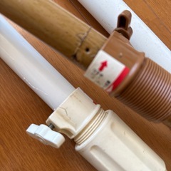 ３本セット★突っ張り棒★つっぱり棒★物干し★引っ掛け★〜約180cm＋〜約120cm位★ホワイト★木目調★伸縮可能★キズよごれありの画像