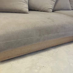 天然木　ローソファー　グレージュの画像