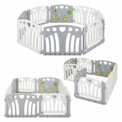 カトージ ベビーサークル 2ドア コロコロランドⅡ 扉パネル2枚と知育パネルが付いたベビーサークルの画像