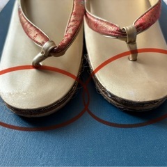 ゴールド 花柄 和装用バッグと草履 セットの画像