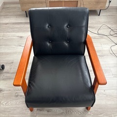 ソファ 1人用 ブラック ブラウンの画像