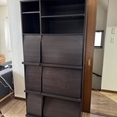 収納チェスト 本棚 2個セット リビング収納 フタ付き フラップ扉 木製 ディスプレイラック の画像