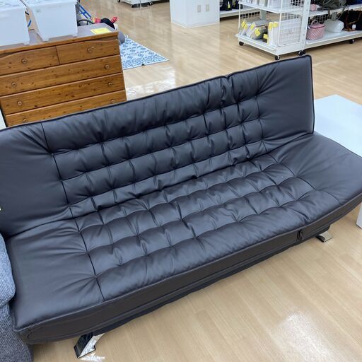 A-459【リユースのサカイ野々市店】ジモティ来店特価‼ ソファーベッド ブラック/レザー クリーニング済み
