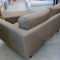 コンパクトカウチソファ ブラウン ファブリック ベルーナ オットマン付カジュアルカウチソファ ソファベッド ソファーベッド 2人掛け  札幌市 西野店の画像