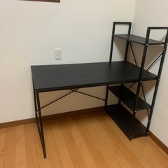 アイリスオーヤマ　ラック付きデスク　RDK-1042 BLACK×BLACKの画像