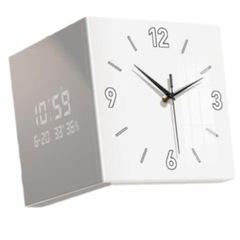 両面　壁　時計　片面デジタル　片面アナログ　センサー付きの画像