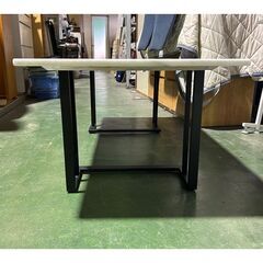 札幌限定配送/お引き取り可◆家具◆大理石 センターテーブル◆リビングインテリア◆大理石天板×スチール脚◆W120 D60 H44の画像