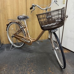 新車　ブリヂストン　アルミーユ　アルミフレーム　26インチ　LEDオートライト　プレシャスベージュの画像