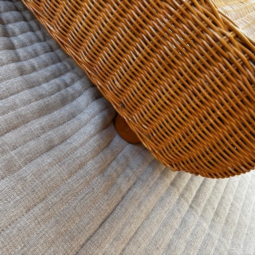 ナチュラル♪ カーブが可愛い！天然素材◾️ガラス天板×籐ラタン