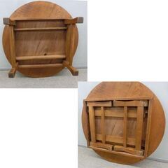 昭和レトロ家具 ちゃぶ台 直径73cm 木製 テーブル 折り畳み 円卓 当時物 ヴィンテージ 和風 古道具 札幌 西野店の画像