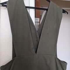 【取引中】コットン100% オリーブ色 ワンピース Lサイズの画像