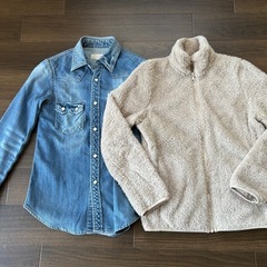 【美品】２枚セットUNIQLOユニクロフリース　　バックナンバー　デニムシャツ2点セットの画像