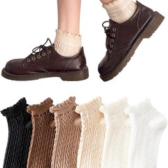 フリル付きケーブルニットソックス 4足セットの画像