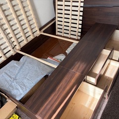 ［ダブル］
収納付きベッド ベッドフレーム USB付き2口コンセント LEDライトの画像