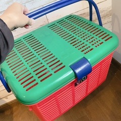 買い物カゴ　おもちゃ箱　蓋付き バケット かご ピクニック アウトドア　の画像