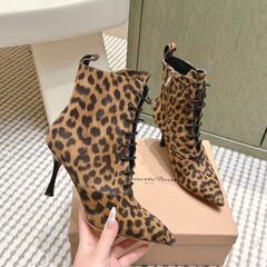 Gianvito Rossi レパードプリント アンクルブーツ ヒール の画像
