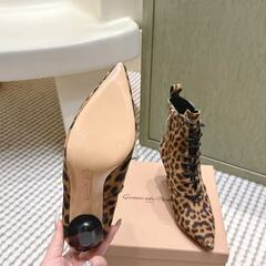 Gianvito Rossi レパードプリント アンクルブーツ ヒール の画像