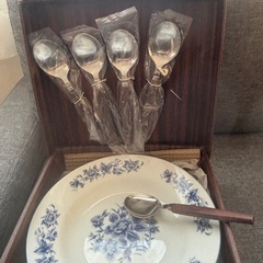 【未使用品】 食器セット　深皿５枚＋スプーン5つの画像