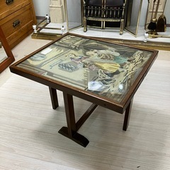 アンティーク品　イギリス製　ファイヤースクリーンテーブル　折り畳み式テーブル　公田店の画像