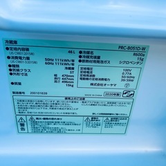 美品　2020年 高年式 46L　ワンドア冷蔵庫 単身用 軽量タイプ オーヤマの画像