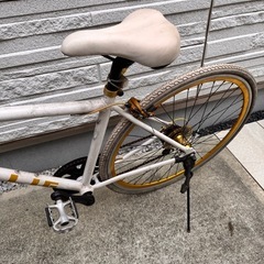 クロスバイク白　タイヤとチェーン劣化していますの画像