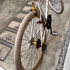 クロスバイク白　タイヤとチェーン劣化していますの画像