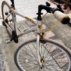 クロスバイク白　タイヤとチェーン劣化していますの画像