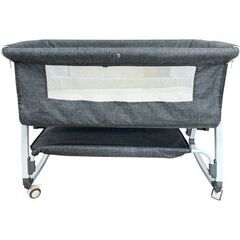【無料】 ベビーベッド 移動式 ロック付き 高さ調整可能 グレー 直接引取りの画像
