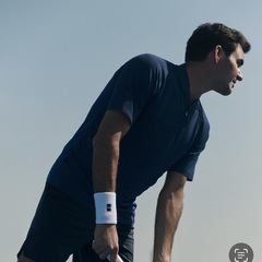 UNIQLO ドライEXスタンドカラーポロシャツ L フェデラー ネイビーの画像