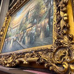 【愛品館八千代店】エッフェル塔と街並み　油絵(特大)の画像