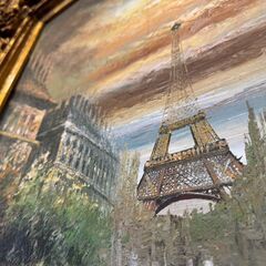 【愛品館八千代店】エッフェル塔と街並み　油絵(特大)の画像
