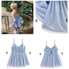 バック リボン ウエスト シャーリング キャミ ビスチェの画像