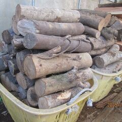 MIX薪、4カゴ全部、1枚目写真のみ杉極太、後は広葉樹、薪ストーブの画像