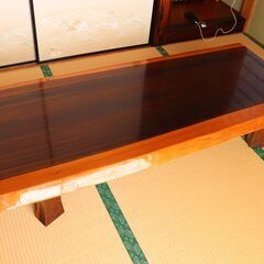 花梨（かりん） 一枚板 座卓 無垢 天然木 テーブル 和家具 昭和期 直接引き取り（さいたま市）の画像