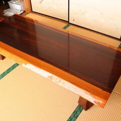 花梨（かりん） 一枚板 座卓 無垢 天然木 テーブル 和家具 昭和期 直接引き取り（さいたま市）の画像