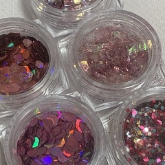 ピンク系グリッター フレーク 5個セットの画像