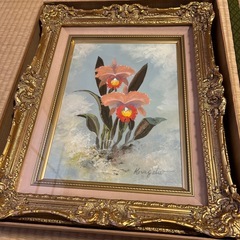 カトレアの絵　額付きの画像