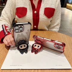 【新品】LAVABU（ラブブ）ミラー付きスマホケース💖ピンクグラデ×キラキラ✨iPhone15Proの画像