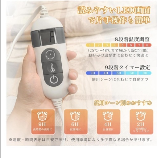 電気毛布 掛け敷毛布 洗える 140✖️80自動オフ ベージュチェック